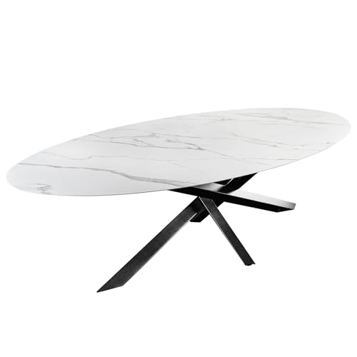 Riess Ambiente Ovaler Esstisch Sculpture 280cm - weiß - Keramik Marmor-Design schwarz Metall modern Design Esszimmer Tisch Riess Ambiente Ovaler Esstisch Sculpture 280cm - weiß - Keramik Marmor-Design schwarz Metall modern Design Esszimmer Tisch von Riess Ambiente