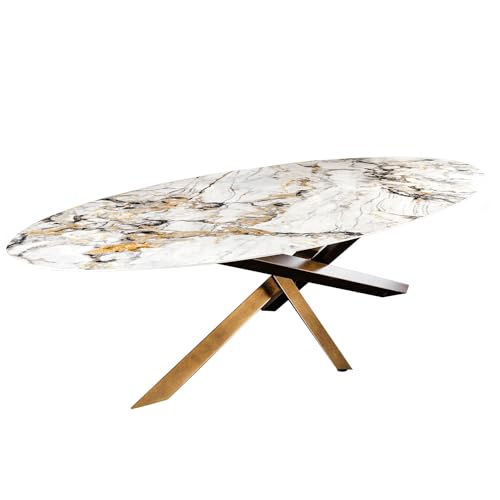 Riess Ambiente Ovaler Esstisch Sculpture 280cm - weiß - Keramik Naturstein-Design Bronze Metallmodern Design Esszimmer Tisch Riess Ambiente Ovaler Esstisch Sculpture 280cm - weiß - Keramik Naturstein-Design Bronze Metallmodern Design Esszimmer Tisch von Riess Ambiente
