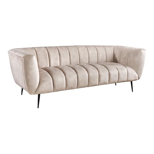 Riess Ambiente Retro 3er Sofa Noblesse 225cm Champagner Samt 3-Sitzer mit Ziersteppung 3er Couch Samt Dreisitzer Couch grün 3-Sitzer Samtsofa Samtcouch von Riess Ambiente