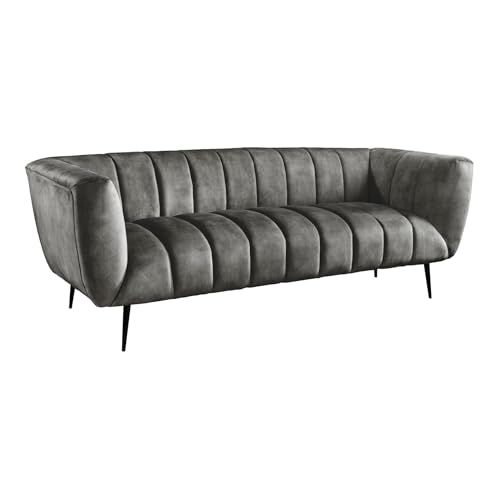 Riess Ambiente Retro 3er Sofa Noblesse 225cm grau Samt 3-Sitzer mit Ziersteppung 3er Couch Samt Dreisitzer Couch grün 3-Sitzer Samtsofa Samtcouch von Riess Ambiente