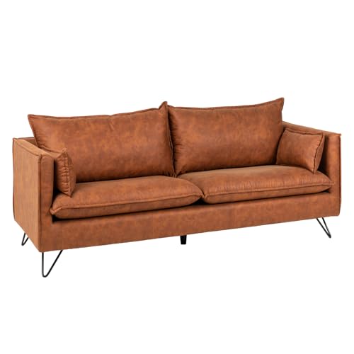 Riess Ambiente Retro 3er Sofa Rocco - 194cm - antik braun schwarz - 3-Sitzer mit Hairpin-Füßen Federkern-Polsterung Couch Rundum-Bezug inklusive Kissen von Riess Ambiente