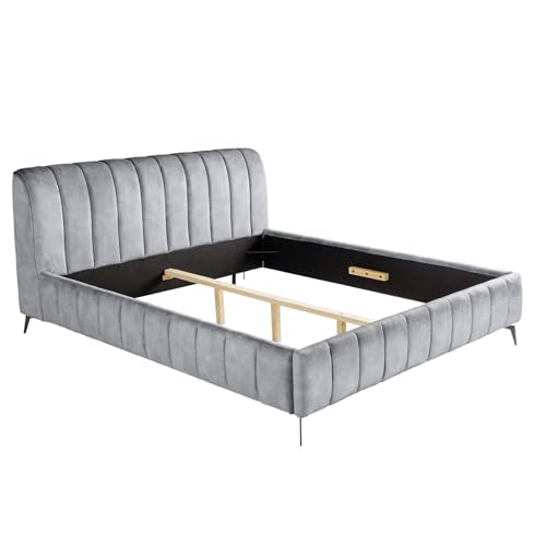 Riess Ambiente Retro Bettgestell Amsterdam - 180x200cm - grau schwarz - Samt Metall - Polsterbett Doppelbett ohne Matratze Riess Ambiente Retro Bettgestell Amsterdam - 180x200cm - grau schwarz - Samt Metall - Polsterbett Doppelbett ohne Matratze von Riess Ambiente