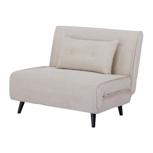 Riess Ambiente Retro Schlafsessel SMART Multifunction - 100cm - beige - Cord Sessel mit Bettfunktion Klappsessel inkl. Kissen von Riess Ambiente