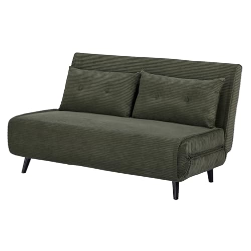 Riess Ambiente Retro Schlafsessel SMART Multifunction - 140cm - grün - Cord Sessel mit Bettfunktion Klappsessel inkl. Kissen von Riess Ambiente