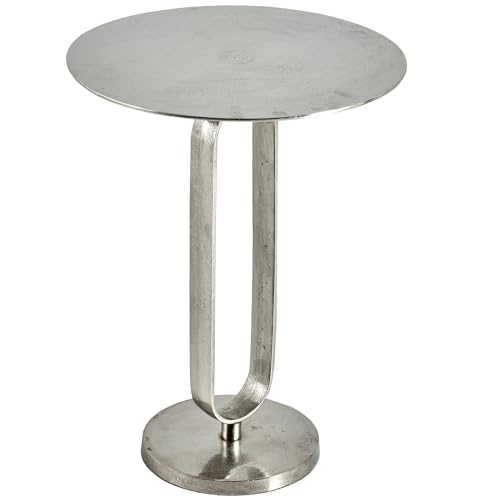 Riess Ambiente Runder Beistelltisch Elegance 60cm Silber Metall Aluminium Handmade Couchtisch Wohnzimmertisch Telefontisch Tisch Metalltisch pflegeleicht von Riess Ambiente