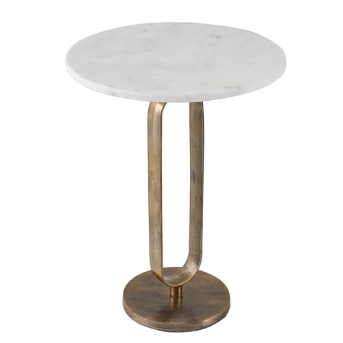 Riess Ambiente Runder Beistelltisch Elegance 60cm weiß Gold antik Marmor Metall Aluminium Handmade Couchtisch Sofatisch Telefontisch Marmortisch Tisch von Riess Ambiente