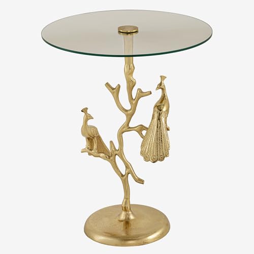 Riess Ambiente Runder Beistelltisch Wildlife Peacock - 60cm - Gold - Glasplatte Metall - Pfauen-Skulptur Riess Ambiente Runder Beistelltisch Wildlife Peacock - 60cm - Gold - Glasplatte Metall - Pfauen-Skulptur von Riess Ambiente