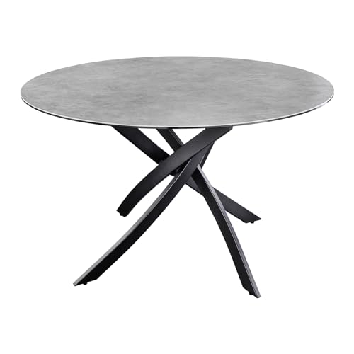 Riess Ambiente Runder Esstisch Alpine - 120cm - anthrazit Keramik schwarzes Metallgestell Esszimmertisch 6 Personen von Riess Ambiente