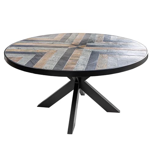 Riess Ambiente Runder Esstisch Mountain Soul - 140cm - schwarz grau - Naturstein Eisen Sterngestell Esszimmertisch modern von Riess Ambiente