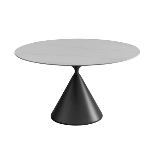 Riess Ambiente Runder Esstisch Signature 135cm - weiß - Marmor Keramik schwarzes Metallgestell Säulenfuß modern Design von Riess Ambiente