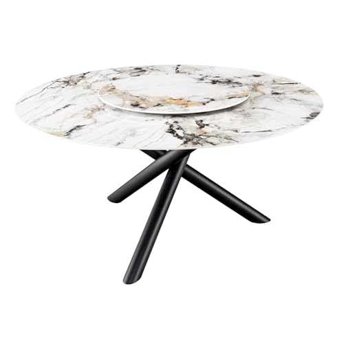 Riess Ambiente Runder Esstisch Spin - 150cm - weiß schwarz Naturstein-Optik - Keramik Metall - mit Abnehmbarer Drehplatte Riess Ambiente Runder Esstisch Spin - 150cm - weiß schwarz Naturstein-Optik - Keramik Metall - mit Abnehmbarer Drehplatte von Riess Ambiente