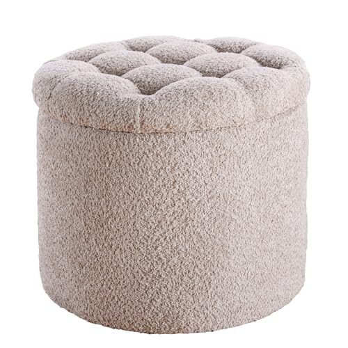 Riess Ambiente Runder Hocker MODERN BAROCK - 50cm - Champagner Bouclé - mit Stauraum - Schminkhocker Riess Ambiente Runder Hocker MODERN BAROCK - 50cm - Champagner Bouclé - mit Stauraum - Schminkhocker von Riess Ambiente