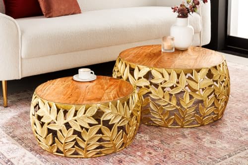 Riess Ambiente Rundes 2er-Set Couchtische Abstract Leaf 70cm Natur Gold Massivholz Akazie Metall Blatt-Design Sofatisch Wohnzimmertisch Tisch Metalltisch Riess Ambiente Rundes 2er-Set Couchtische Abstract Leaf 70cm Natur Gold Massivholz Akazie Metall Blatt-Design Sofatisch Wohnzimmertisch Tisch Metalltisch von Riess Ambiente