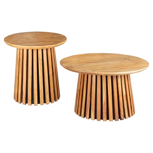 Riess Ambiente Rundes 2er Set Couchtische Valhalla Wood - 70cm - Natur braun - Akazie Massivholz Wohnzimmertisch Design modern Riess Ambiente Rundes 2er Set Couchtische Valhalla Wood - 70cm - Natur braun - Akazie Massivholz Wohnzimmertisch Design modern von Riess Ambiente
