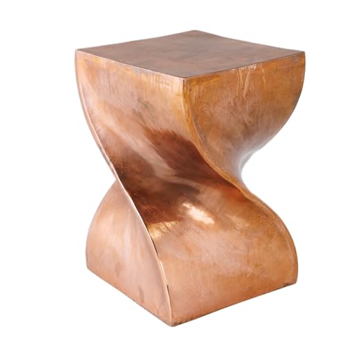 Riess Ambiente Skulp"tu"raler Beistelltisch Twist - 45cm - Kupfer geflammt Aluminium - Handmade Sitzhocker Couchtisch von Riess Ambiente
