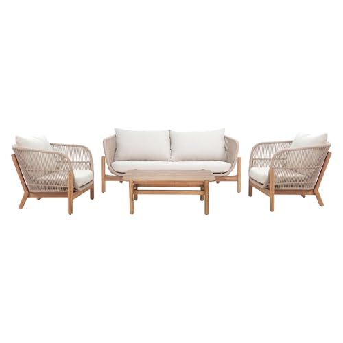 Riess Ambiente Wetterfestes Gartenlounge Set Rope - Natur beige - Akazienholz Aluminium inkl. Tisch Sitzpolster Gartemsofa Gartencouch Gartenstuhl Riess Ambiente Wetterfestes Gartenlounge Set Rope - Natur beige - Akazienholz Aluminium inkl. Tisch Sitzpolster Gartemsofa Gartencouch Gartenstuhl von Riess Ambiente