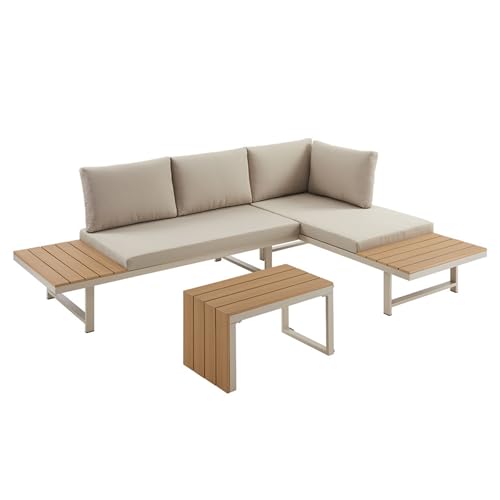 Riess Ambiente Wetterfestes Gartenmöbel Set Ibiza MODULAR Lounge - 250cm - Champagner Greige - Aluminium von Riess Ambiente