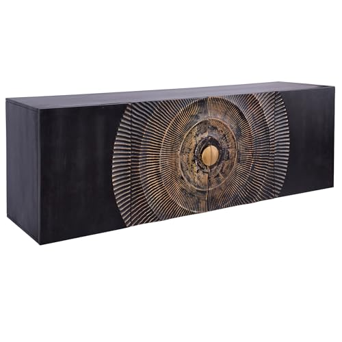Riess Ambiente hängendes Sideboard GOLDEN Sunset 180cm schwarz Gold massiv Mangoholz Handmade TV-Schrank Lowboard Wohnzimmerschrank Stauraum Aufbewahrung von Riess Ambiente