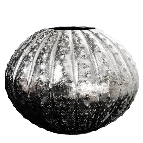 Riess Ambiente Design Deko Vase Abstract 30cm Silber Handarbeit Hammerschlag Blumenvase Gefäß Dekogefäße Trockenblumenvase von Riess Ambiente