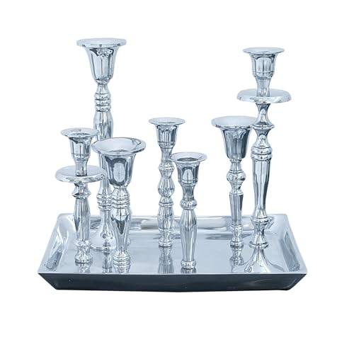 riess-ambiente Kerzenständer MODERN BAROCK 7-flammig Silber Aluminium poliert Kerzenhalter Deko-Platte Kerzenhalter Stabkerzenhalter Esstischdekoration riess-ambiente Kerzenständer MODERN BAROCK 7-flammig Silber Aluminium poliert Kerzenhalter Deko-Platte Kerzenhalter Stabkerzenhalter Esstischdekoration von Riess Ambiente