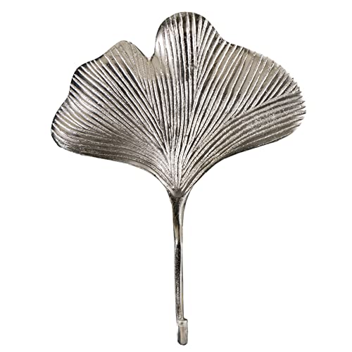 riess-ambiente.de Dekoratives Kleiderhaken 3er Set Ginkgo 29cm Silber Handmade Metall von Riess Ambiente
