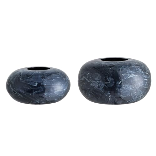 riess-ambiente.de Design 2er Set Vase Stone 25cm schwarz marmoriert Handarbeit von Riess Ambiente