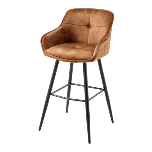 riess-ambiente.de Design Barhocker Euphoria braun Samt Schwarze Metallbeine mit Lehne, Barstuhl, Küchenstuhl, Tresenstuhl von Riess Ambiente