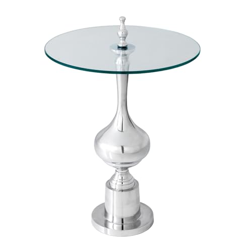 riess-ambiente.de Design Beistelltisch Abstract 45cm Silber Metall Chrom Handmade Glasplatte riess-ambiente.de Design Beistelltisch Abstract 45cm Silber Metall Chrom Handmade Glasplatte von Riess Ambiente