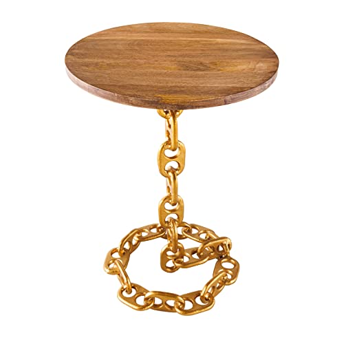 riess-ambiente.de Design Beistelltisch Chains 38cm Gold Mangoholz Handmade Metall rund Kettengestell riess-ambiente.de Design Beistelltisch Chains 38cm Gold Mangoholz Handmade Metall rund Kettengestell von Riess Ambiente