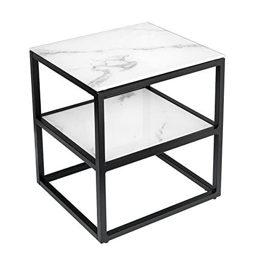 riess-ambiente.de Eleganter Beistelltisch Boutique 45cm weiß Kristallglas Marmor-Dekor schwarzes Gestell | schöner Nachttisch in Marmoroptik riess-ambiente.de Eleganter Beistelltisch Boutique 45cm weiß Kristallglas Marmor-Dekor schwarzes Gestell | schöner Nachttisch in Marmoroptik von Riess Ambiente