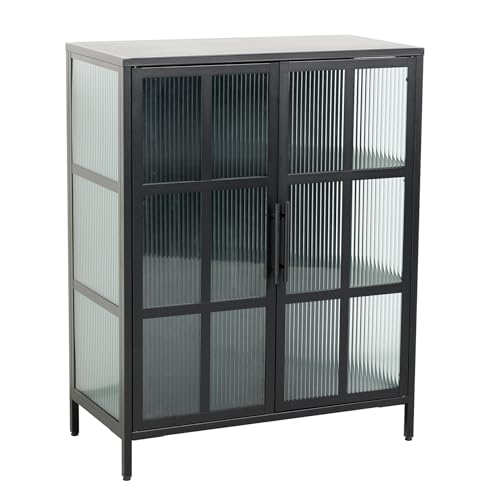 riess-ambiente.de Industrial Vitrine DURA Steel 80cm schwarz Metall Riffelglas von Riess Ambiente