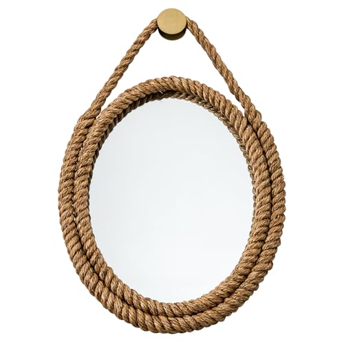 riess-ambiente.de Maritimer Wandspiegel Seven SEAS 60cm Natur oval Rahmen Tau Gold Aufhängung von Riess Ambiente