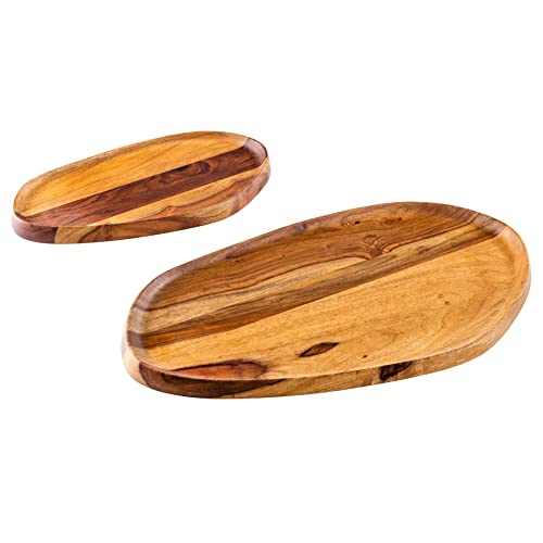 riess-ambiente.de Massives 2er Set Tablett Amazonas 56cm Sheesham Stone Finish Servierbrett von Riess Ambiente