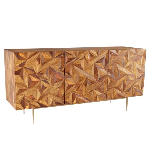 riess-ambiente.de Massives Sideboard Alpine 150cm Sheesham Stone Finish Metall matt Gold von Riess Ambiente