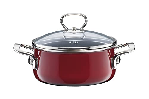 Riess, 0711-008, Kasserolle mit Glasdeckel, NOUVELLE, ROSSO EXTRA STARK, Durchmessser 24 cm, Höhe 17.7 cm, Inhalt 4 Liter, Emaille, Induktion Riess, 0711-008, Kasserolle mit Glasdeckel, NOUVELLE, ROSSO EXTRA STARK, Durchmessser 24 cm, Höhe 17.7 cm, Inhalt 4 Liter, Emaille, Induktion von Riess
