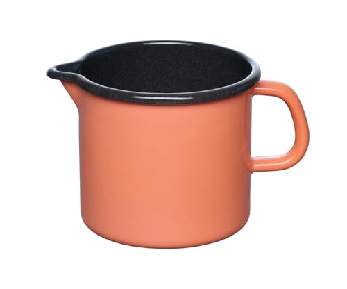 RIESS 0040-001 Schnabeltopf 12 cm, 1 L, Emaille, Nouvelle Pur, Mango/Milchtopf von Riess