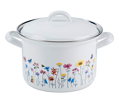 Riess 0122-070 Fleischtopf mit Deckel, Durchmesser 16 cm, Inhalt 1,5 Liter, Country, SONDERDEKOR Flora, Induktion von Riess