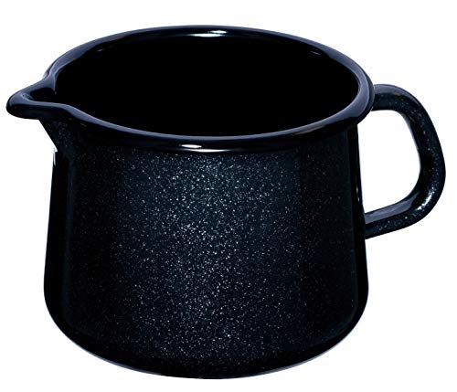 RIESS 0672-009 Schnabeltopf, Nouvelle- BLACK MAGIC EXTRA STARK, Durchmesser 12 cm, Höhe 10.8 cm, Inhalt 1 Liter, Emaille, schwarz, Induktion von Riess
