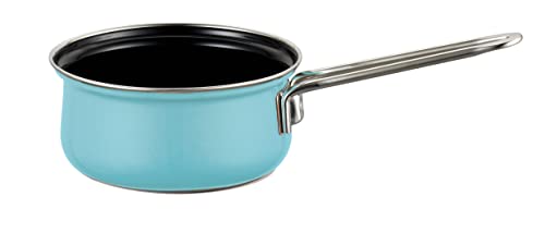 Riess, 0680-037, Stielkasserolle ohne Glasdeckel 16, NOUVELLE-KRISTALLBLAU, Durchmesser 16 cm, Inhalt 1 Liter, Emaille, blau, Induktion von Riess
