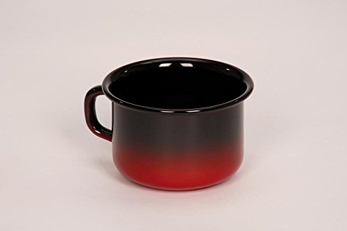 Riess, 0299-020, Schale hoch, Kaffeeschale 10, Kaffeebecher, CLASSIC - SPEZIALARTIKEL, Durchmesser 10 cm, Höhe 7,4 cm, Inhalt 0,4 Liter, Emaille, schwarz/rot, Induktion von Riess