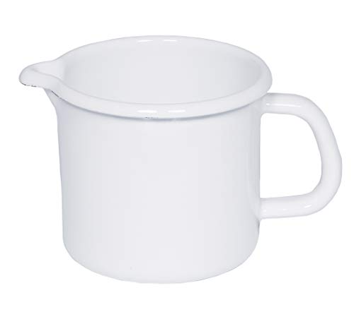 Riess, 0039-033, Schnabeltopf 10, CLASSIC- WEISS, Inhalt 0.75 L, Durchmesser 10 cm, Höhe 10 cm, Emaille, weiß, Milchtopf, Induktion von Riess