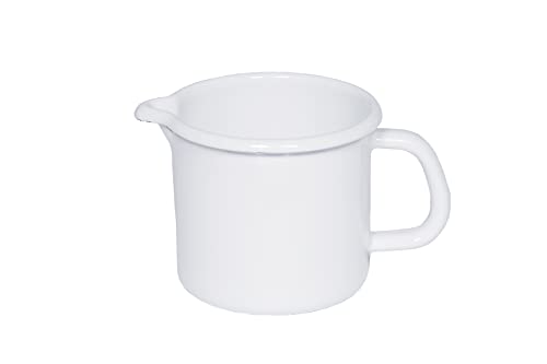 RIESS, 0054-033, Schnabeltopf 16, CLASSIC- WEISS, Durchmesser 16 cm, Höhe 13 cm, Inhalt 2 L, Emaille, weiß, Induktion, Milchtopf mit Ausgießer von Riess