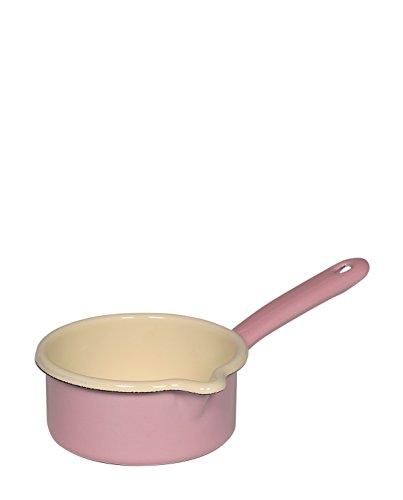 Riess, 0035-006, Stielkasserolle mit großem Ausguss 12, CLASSIC - BUNT/PASTELL, Farbe Rosa, Durchmesser 12 cm, Höhe 11.4 cm, Inhalt 0.5 Liter, Emaille, Milchtopf von Riess