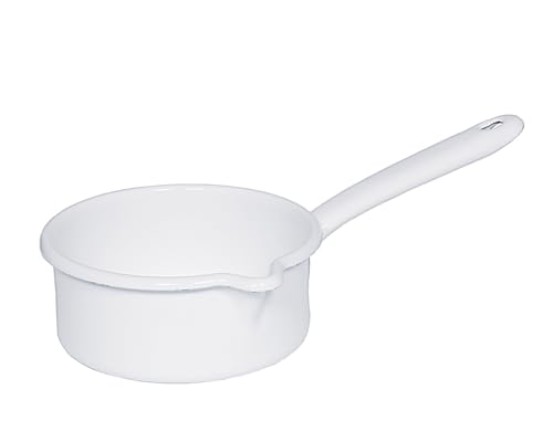 Riess, 0036-033, Stielkasserolle mit großem Ausguss 14, Kasserolle, CLASSIC WEISS, Durchmesser 14 cm, Inhalt 3/4 Liter, Höhe 6,7 cm, Emaille, weiß, Induktion Riess, 0036-033, Stielkasserolle mit großem Ausguss 14, Kasserolle, CLASSIC WEISS, Durchmesser 14 cm, Inhalt 3/4 Liter, Höhe 6,7 cm, Emaille, weiß, Induktion von Riess