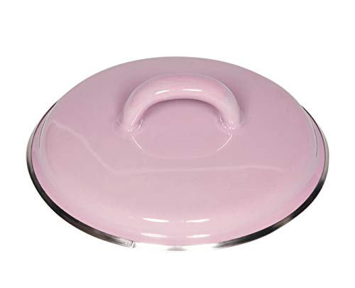 Riess, 0101-006, Deckel mit Chromrand 12, CLASSIC - BUNT/PASTELL, Farbe Rosa, Durchmesser 12 cm, Höhe 4.1 cm, Emaille, optional zu Töpfen und Kasserollen von Riess
