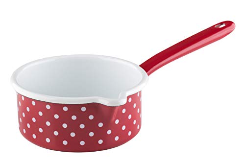 Riess, 0036-077, Stielkasserolle mit großem Ausguss 14 0,75 L, COUNTRY - PÜNKTCHEN ROT, Durchmesser 14 cm, Höhe 6,7 cm, Inhalt 0,75 Liter, Emaille, rot, Induktion Riess, 0036-077, Stielkasserolle mit großem Ausguss 14 0,75 L, COUNTRY - PÜNKTCHEN ROT, Durchmesser 14 cm, Höhe 6,7 cm, Inhalt 0,75 Liter, Emaille, rot, Induktion von Riess