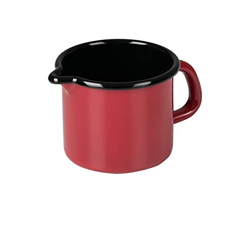 Riess, 0038-020, Schnabeltopf 9, CLASSIC - COLOR ROT, Durchmesser 9 cm, Höhe 8.5 cm, Inhalt 0.5 Liter, Emaille, rot/schwarz, Induktion von Riess