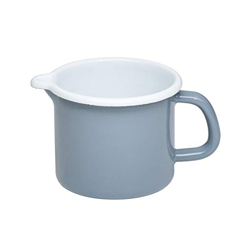 Riess, 0038-065, Schnabeltopf 9, CLASSIC - PURE GREY, Durchmesser 9 cm, Höhe 8.5 cm, Inhalt 0.5 Liter, Emaille, helles Grau, Milchtopf, Induktion von Riess