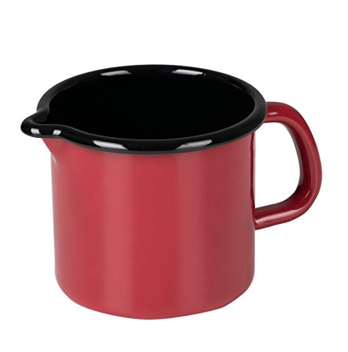 Riess, 0039-020, Schnabeltopf 10, CLASSIC - COLOR ROT, Durchmesser 10 cm, Höhe 10 cm, Inhalt 0.75 Liter, Emaille, rot/schwarz, Induktion von Riess