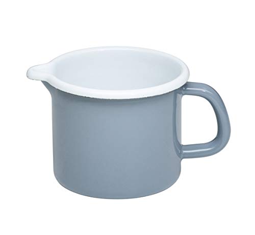 Riess, 0039-065, Schnabeltopf 10, CLASSIC - PURE GREY, Durchmesser 10 cm, Höhe 10 cm, Inhalt 0.75 Liter, 0.324kg, 16,3 x 11,3 x 10cm, Emaille, helles Grau, Milchtopf, Induktion von Riess